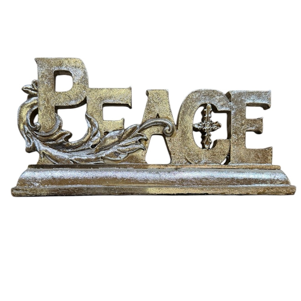 Vintage Silver Peace ☮️ Decor 10”x5.25x2.25
